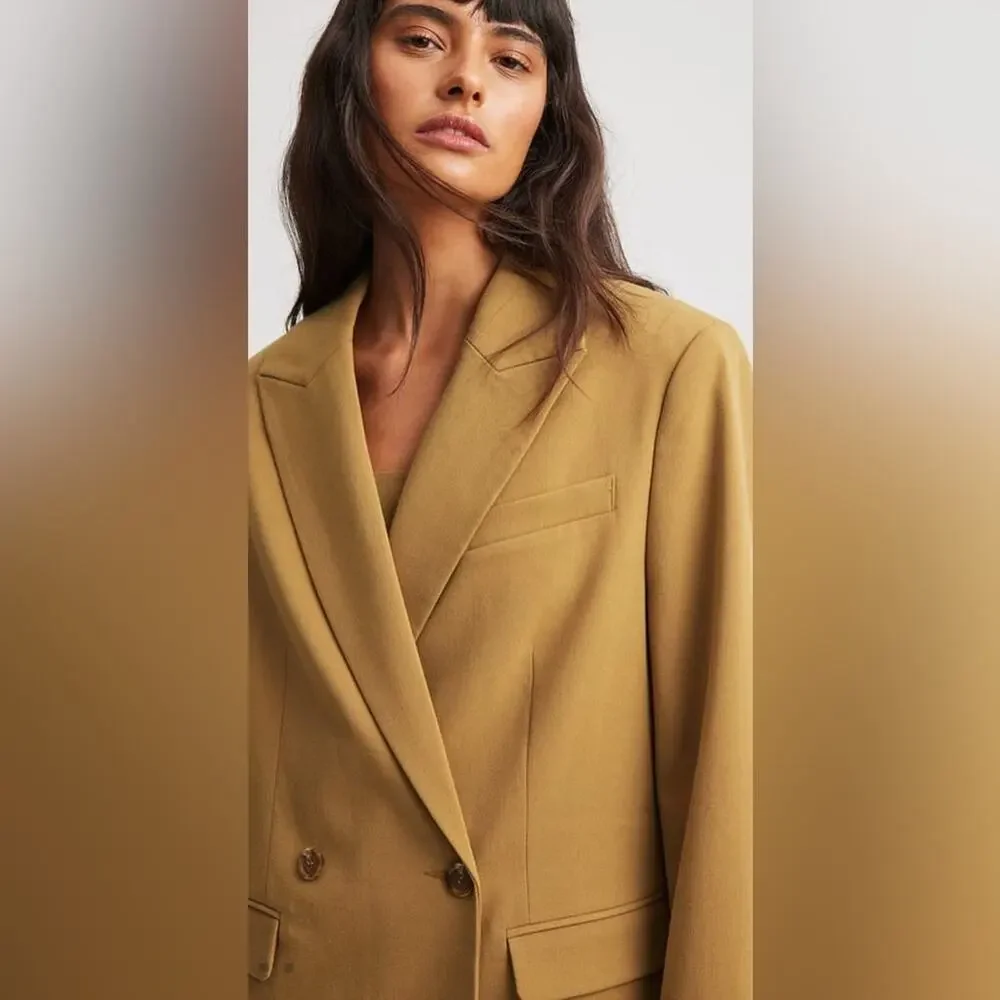 NA-KD Pant Suit Set Women 2XL Tan NWT Oversized Blazer Straight Leg Pants